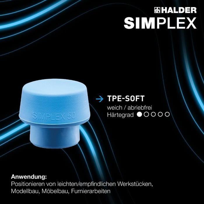 Produktbild Halder Schonhammer 430 50mm TPE-soft/Superplastik AL-Gehäuse Simplex (430 g)