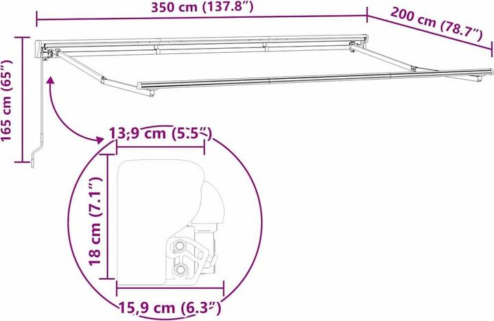 Actual product image vidaXL Einziehbare Markise (2 m)