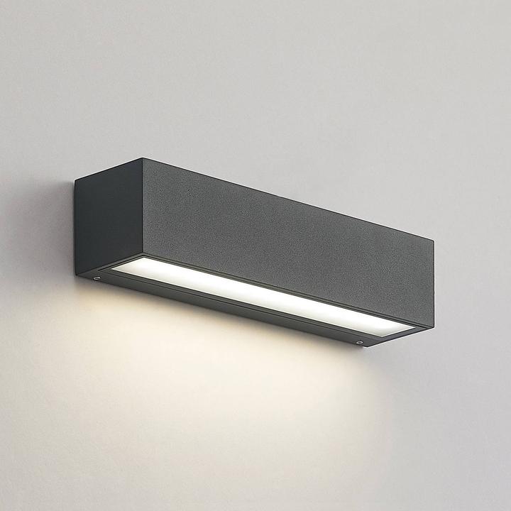 Actual product image Arcchio Lengo LED wall lamp CCT 25cm, 1-light graphite (660 lm, IP65)