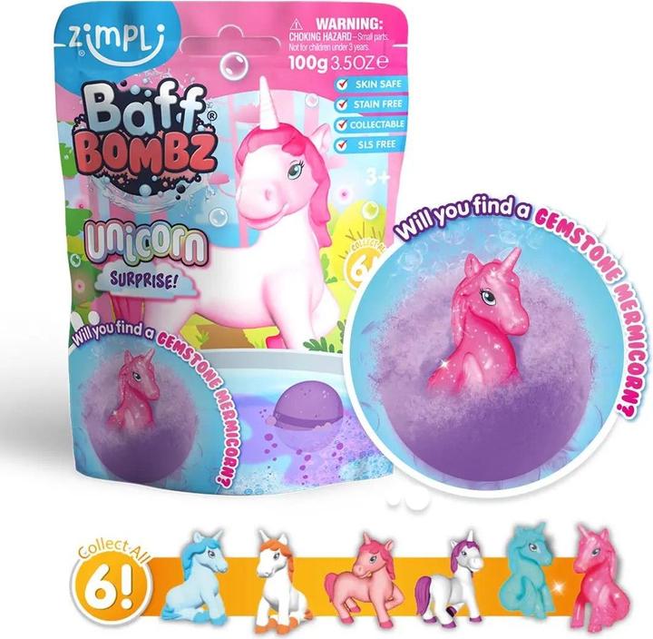 Image du produit Zimpli Kids Zimpli Baff Bombz Surprise avec Figurine Licorne à Collectionner, jouet de bain.