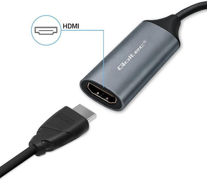 Immagine prodotto Qoltec Adapter USB USB-C - HDMI Szary (53789) (HDMI, USB-A, USB-C)