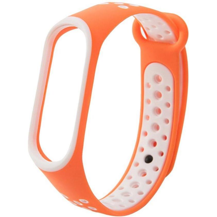 Hurtel Replacment band strap for Xiaomi Mi Band 4 / Mi Band 3 Dots orange-white (Silikon, Mi Band 4), Uhrenarmband, Weis...