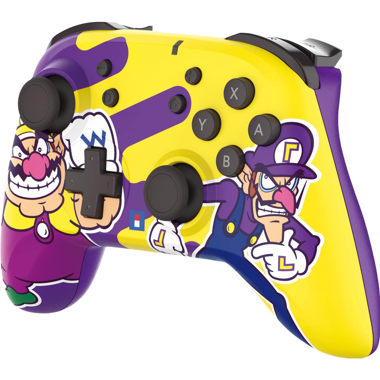 HORI Wireless Horipad Controller - Wario + Waluigi (Switch, Switch Lite, Switch 2, Switch OLED), Controller gaming, Viola, Giallo, Multicolore