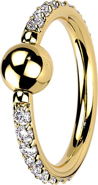 Immagine prodotto Star Piercing Anello di chiusura a sfera placcato oro con cristalli laterali argento (senza ottone, Titanio G23)