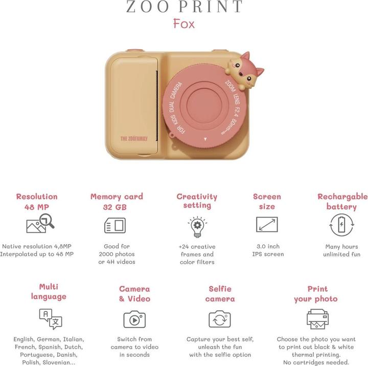 Produktbild The Zoofamily Kinderkamera Zoo Print Fuchs