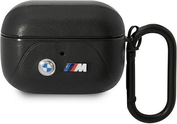 BMW BMAP22PVTK AirPods Pro hoesje czarny/zwart Leer Gebogen Lijn (Hoofdtelefoon hoes)