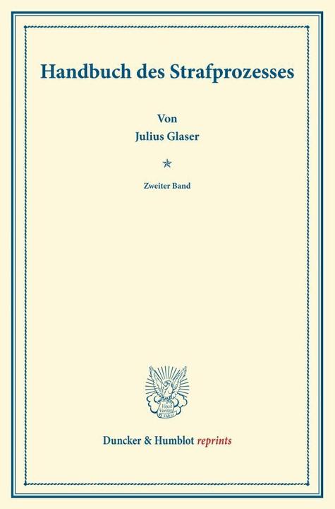 Produktbild Handbuch des Strafprozesses (Deutsch, Julius Glaser, 2013)
