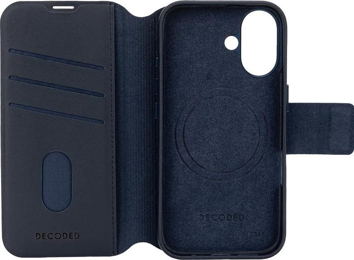 Produktbild Decoded Leather Detachable Wallet MagSafe Case with Wallet for iPhone 16 - Blue (Apple iPhone 16)