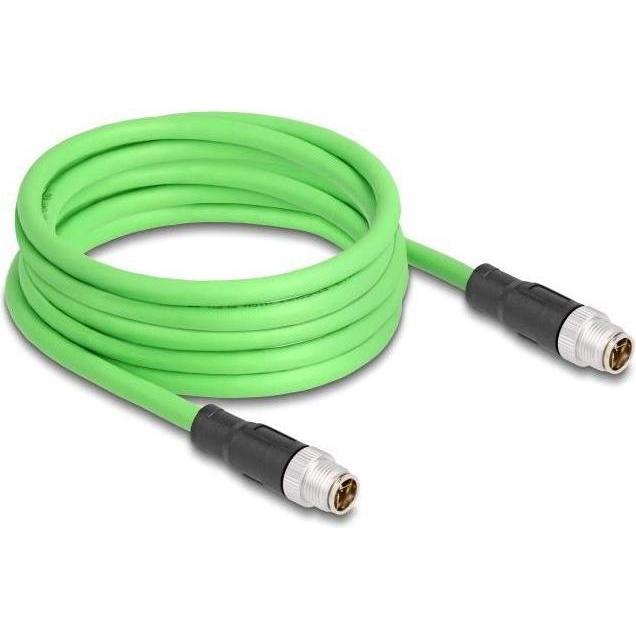 Delock M12 Kabel X-kodiert 8 Pin Stecker zu Stecker PUR (TPU) 5 m (SF/UTP, 5 m), Netzwerkkabel