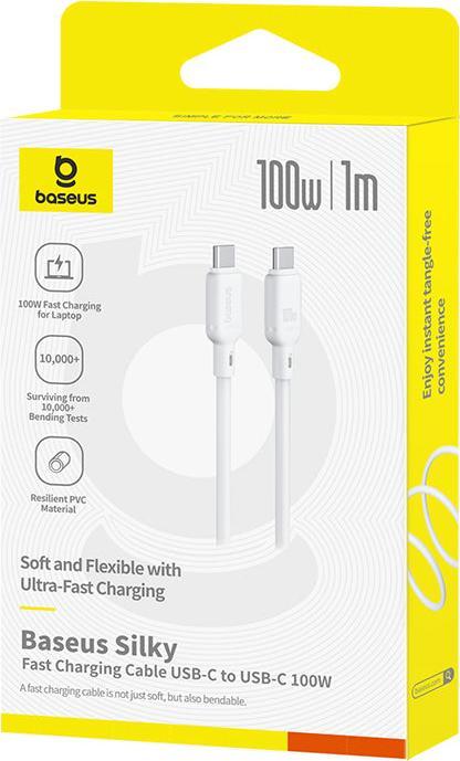 Actual product image Baseus Silky Series charging cable Type-C to Type-C 100W 1m White (1 m, USB 3.2 Gen 1, 100 W)