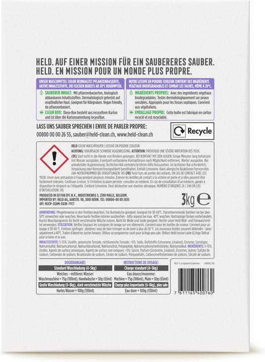 Valori nutrizionali e ingredienti Held Zero (40 Cicli di lavaggio, Polvere)