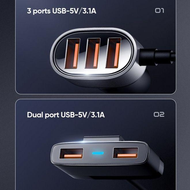 Immagine prodotto Joyroom Caricatore da auto multiplo a 5 porte (3+2) USB