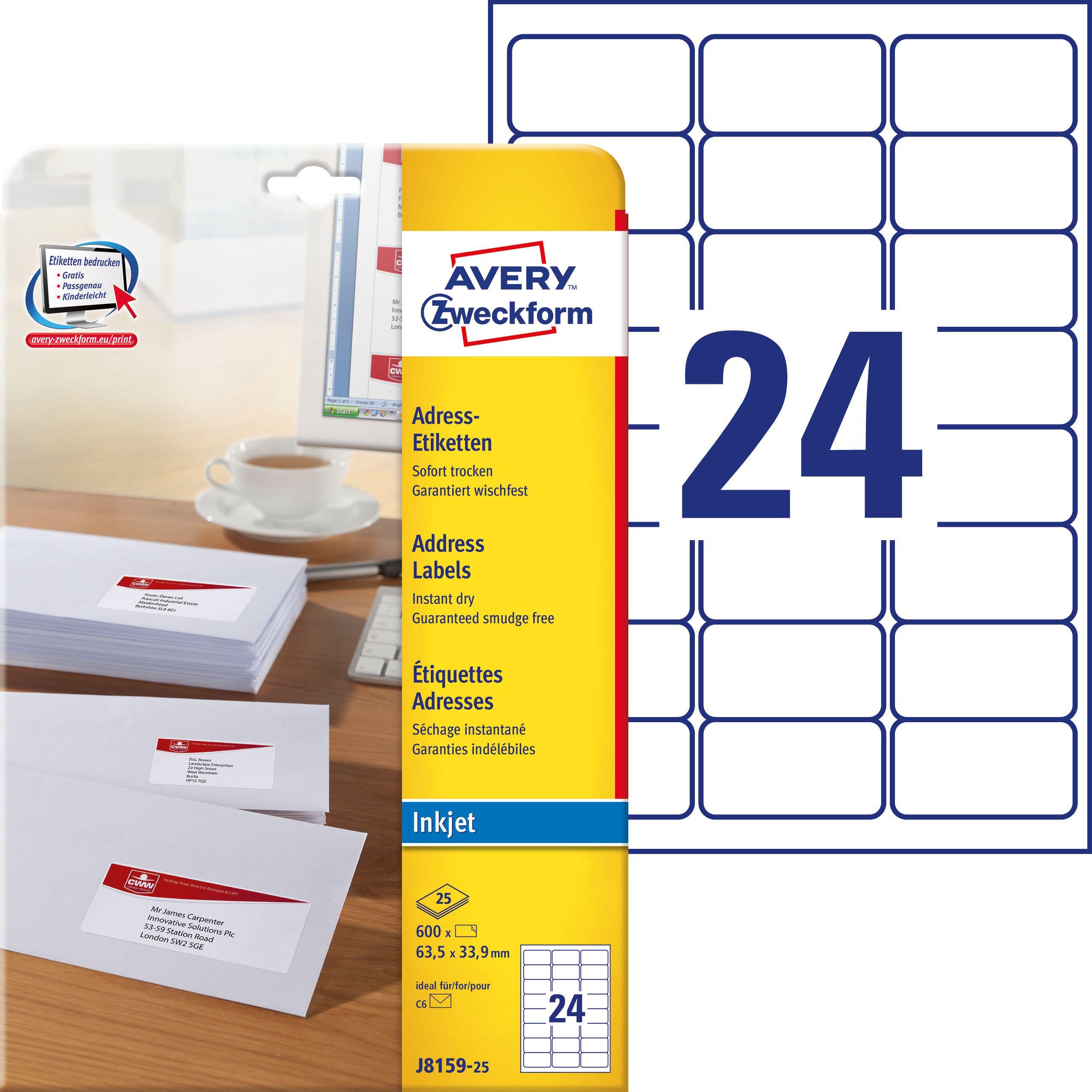 Avery, Etiketten, Adress-Etiketten