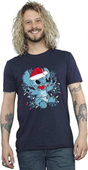 Produktbild Disney Lilo And Stitch Christmas Lights Sketch TShirt (M)