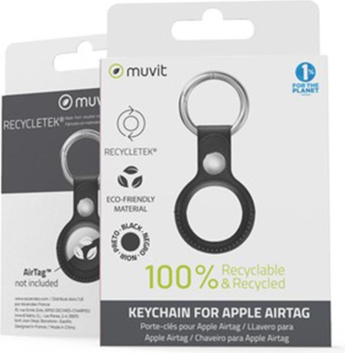 Produktbild Muvit For Change Airtag Black Pu Leather Keychain