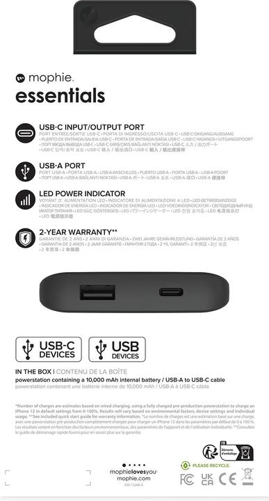 Produktbild mophie Essentials Powerstation 10K (10000 mAh, 20 W, 37 Wh)