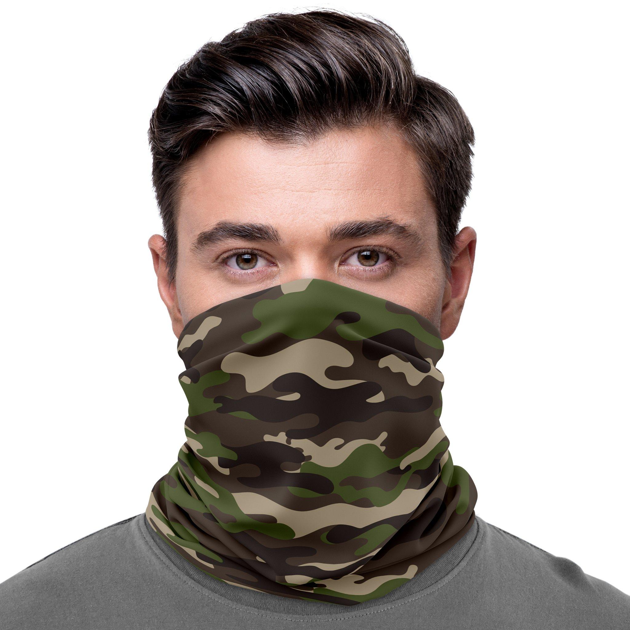 Thumbnail - Maskworld, Herren, Sturmhaube + Halsschlauch, Schlauchschal Camouflage, Grün