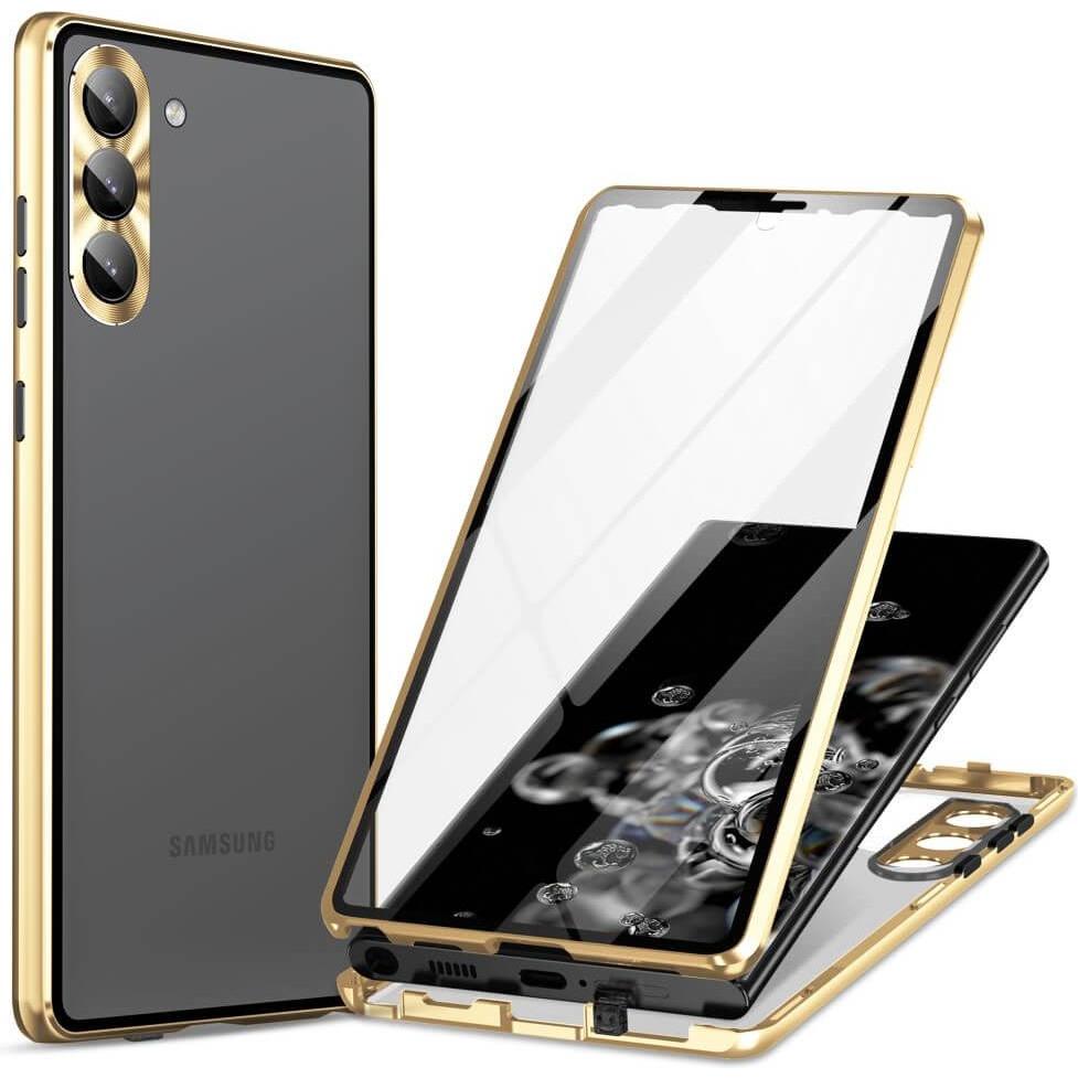 Cover-Discount Magnetische Schutzhülle mit Panzerglas gold (Samsung Galaxy S24+), Smartphone Hülle, Gold