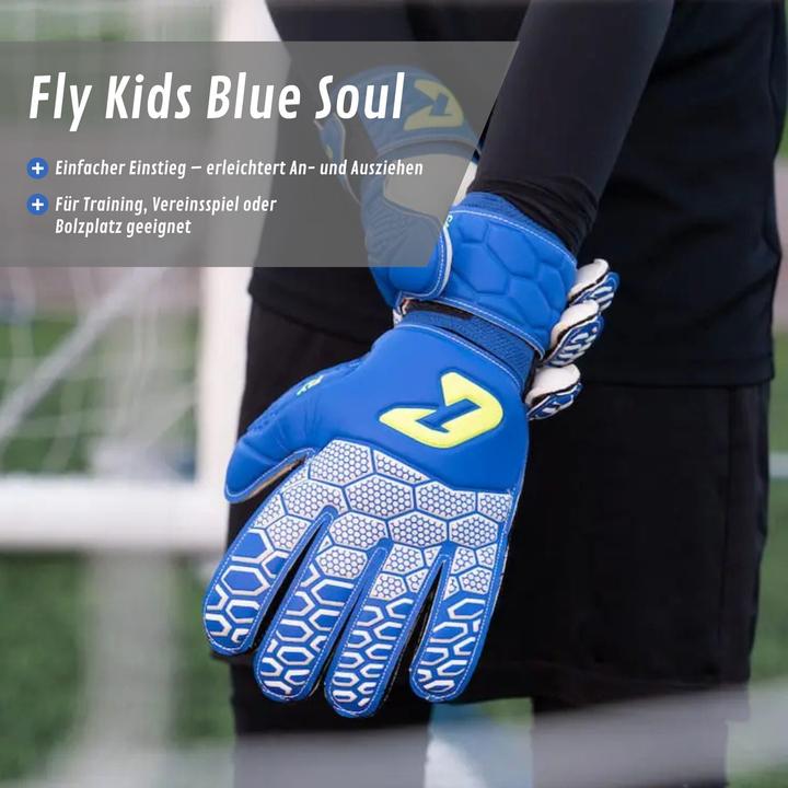 Actual product image Catch & Keep Fussballhandschuhe Fly Kids Blue Soul Gr. 6 Torwart Goalie Handschuhe (6)