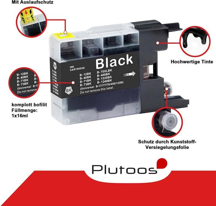 Image du produit Plutoos Brother LC-1240 Cartouche XXL compatible, Noir LC-1240BK (CF)