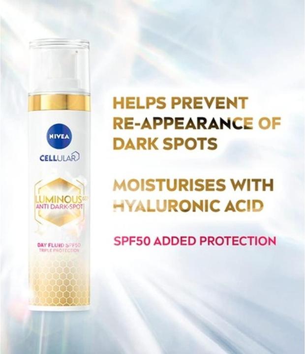 Actual product image NIVEA Cellular LUMINOUS 630 Anti-Dark Spot Triple Protection Day Fluid SPF 50 40ml (Suntan cream, SPF 50, 40 ml)