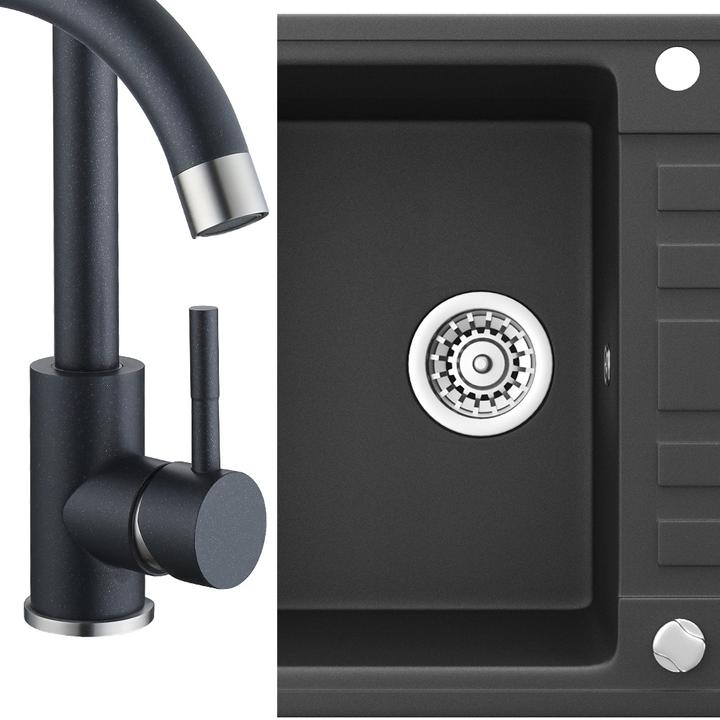 Actual product image Bergström with black fitting (Fitted sink, 46 cm, 76.50 cm)