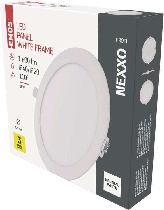 Produktbild Emos LED-Einbauleuchte NEXXO, rund, weiss, 18W, neutralweiss (1600 lm)