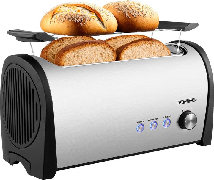 Steinborg Toaster für 4 Scheiben mit Brötchenaufsatz
