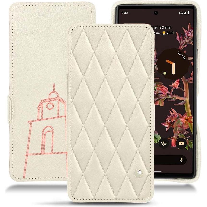 Noreve Lederschutzhülle horizontal (Google Pixel 6), Smartphone Hülle, Weiss
