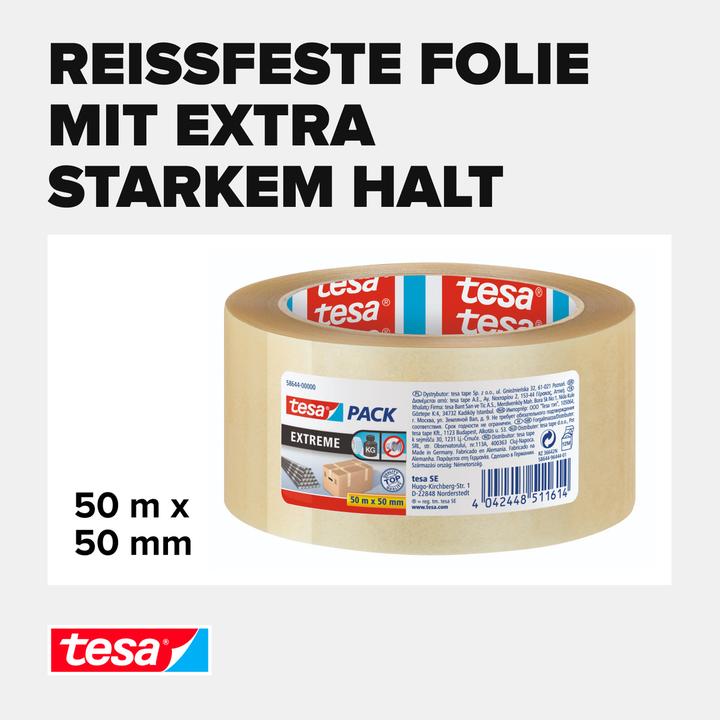 Produktbild tesa tesapack EXTREME Paketklebeband - besonders klebstark und reissfest (50 mm)