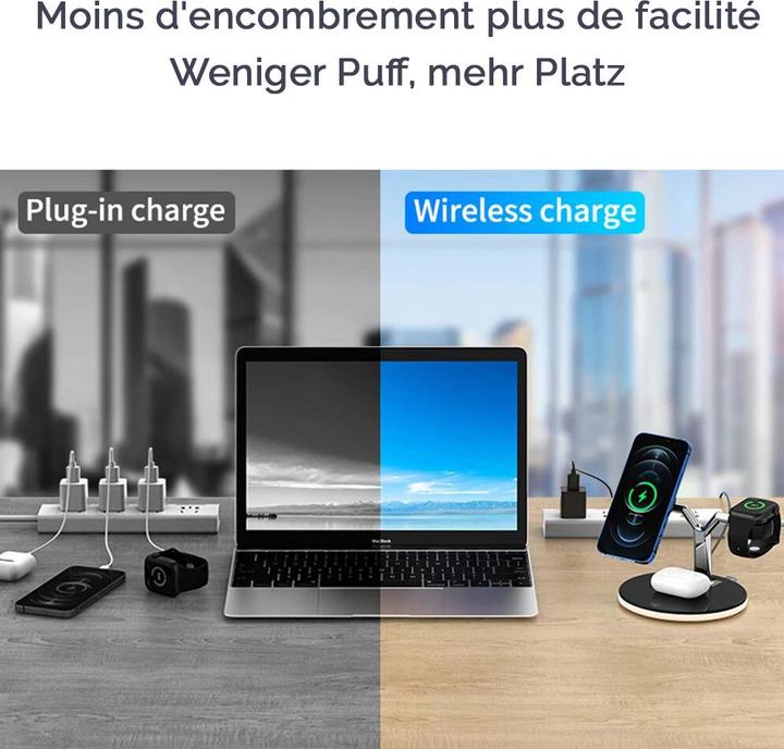 Actual product image PhoneLook Qi MagSafe 25W Charging Station 4 in 1 Wireless LED Elegant and Stylish