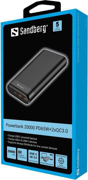 Actual product image Sandberg 420-62 (20000 mAh, 65 W, 74.40 Wh)