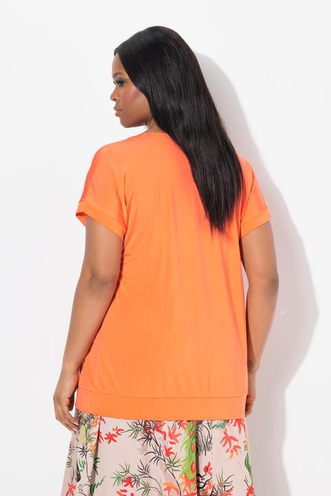 Image du produit Ulla Popken T-shirt oversize sans manches, tissu au tombé fluide, décolleté en V et manches courtes (46, 48)