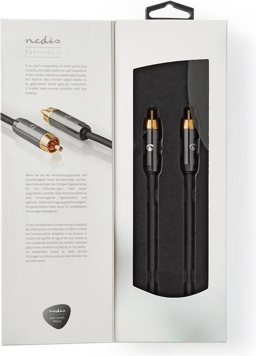 Image du produit Nedis Câble de subwoofer - RCA - plaqué or - 5 m - rond - Métal - Anthracite (5 m, Coaxial)