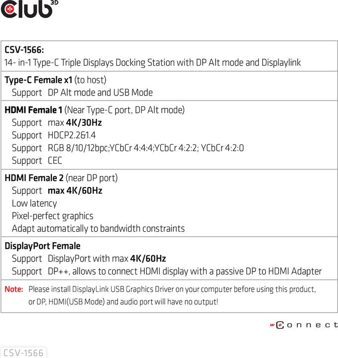 Produktbild Club 3D CSV-1566 (USB-C)