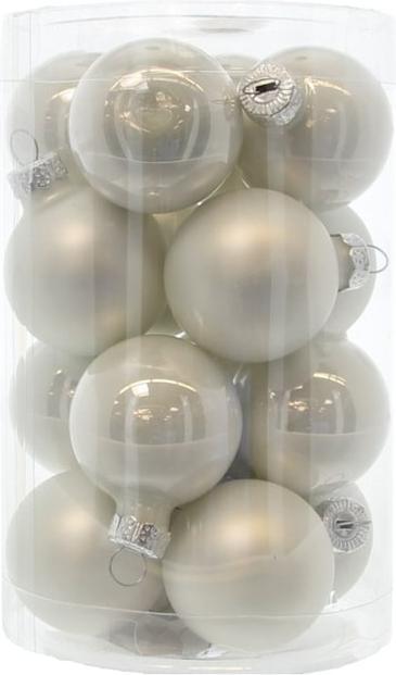 Kaemingk Palline Di Natale In Vetro - 6 Pezzi, 6 Cm, Colore Bianco Neve, Opache E Trasparenti