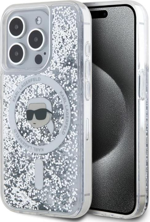 Image du produit Karl Lagerfeld KLHMP15LLGKISGH iPhone 15 Pro 6.1" hardcase transparent Liquid Glitter Karl Head Mags (Apple iPhone 15 Pro)