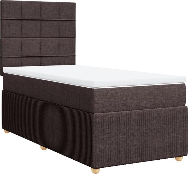 Produktbild VidaXL Boxspringbett Polsterbett Bett mit Matratze Dunkelbraun 80x200cm Stoff (80 x 200 cm)