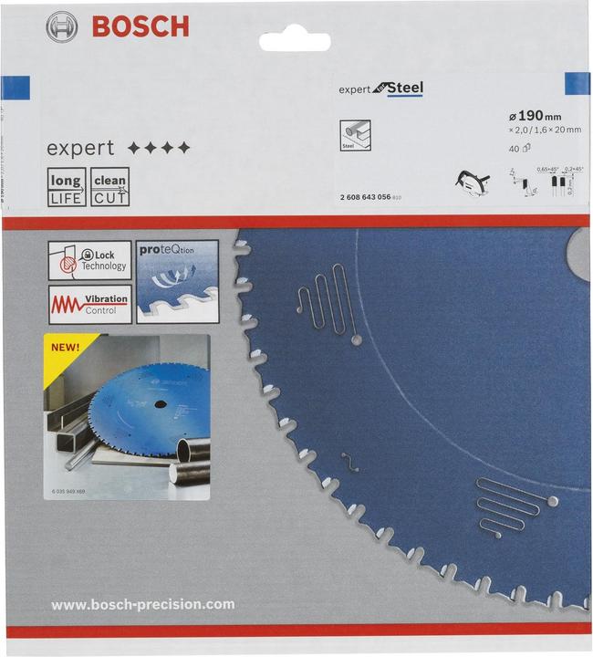 Image du produit Bosch Professional Zubehör Lame de scie circulaire Expert for Steel, 190 x 20 x 2,0 mm, 40