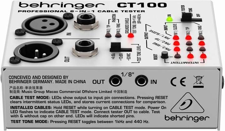 Image du produit Behringer Square Kabeltester CT100 (Testeur de câbles audio)