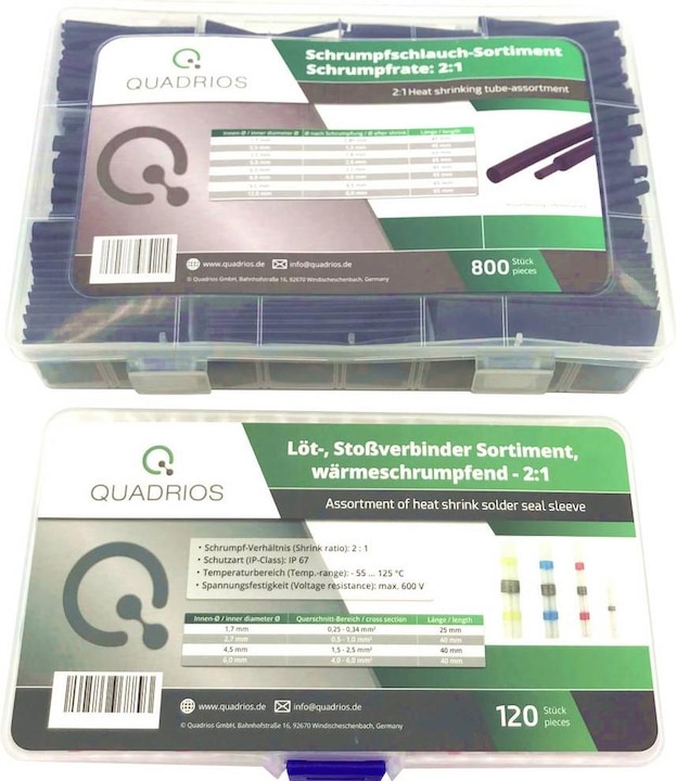 Quadrios Stossverbinder Kombi Set Lötverbinder und Schrumpfschläuche 920 Teile
