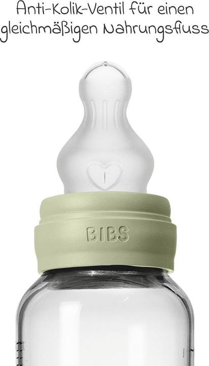 Actual product image Bibs Babyflaschen Glas-Flasche Baby Bottle Round 240 ml + Silikon-Trinksauger (240 ml)