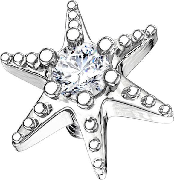 Immagine prodotto Star Piercing Ancora dermica stella marina d'argento con cristallo (Ottone, Acciaio chirurgico 316L)