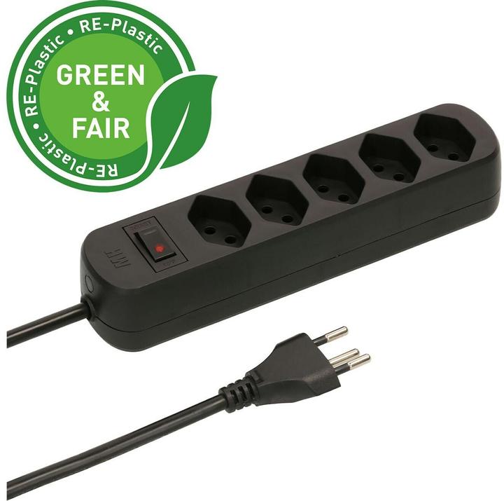 Immagine prodotto Max Hauri Steckdosenleiste Basic Line 5x Typ 13 sw Schalter 1.5m Green (5x, Tipo 13, 1.50 m)