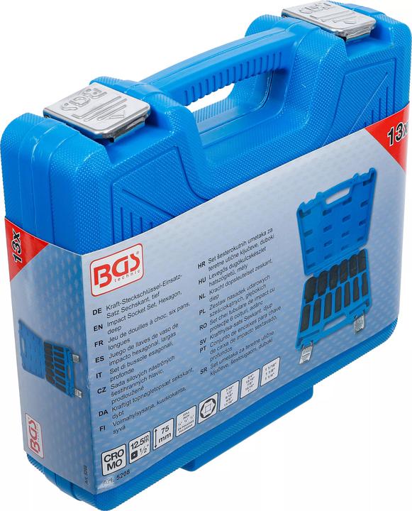 Immagine prodotto BGS Set di bussole esagonali, profonde 12,5 mm (1/2") dimensioni in pollici 13 pz. (1 1/16", 1 1/4", 1 1/8", 1", 1/2", 11/16", 13/16", 15/16", 3/4", 5/8", 7/16", 7/8", 9/16")