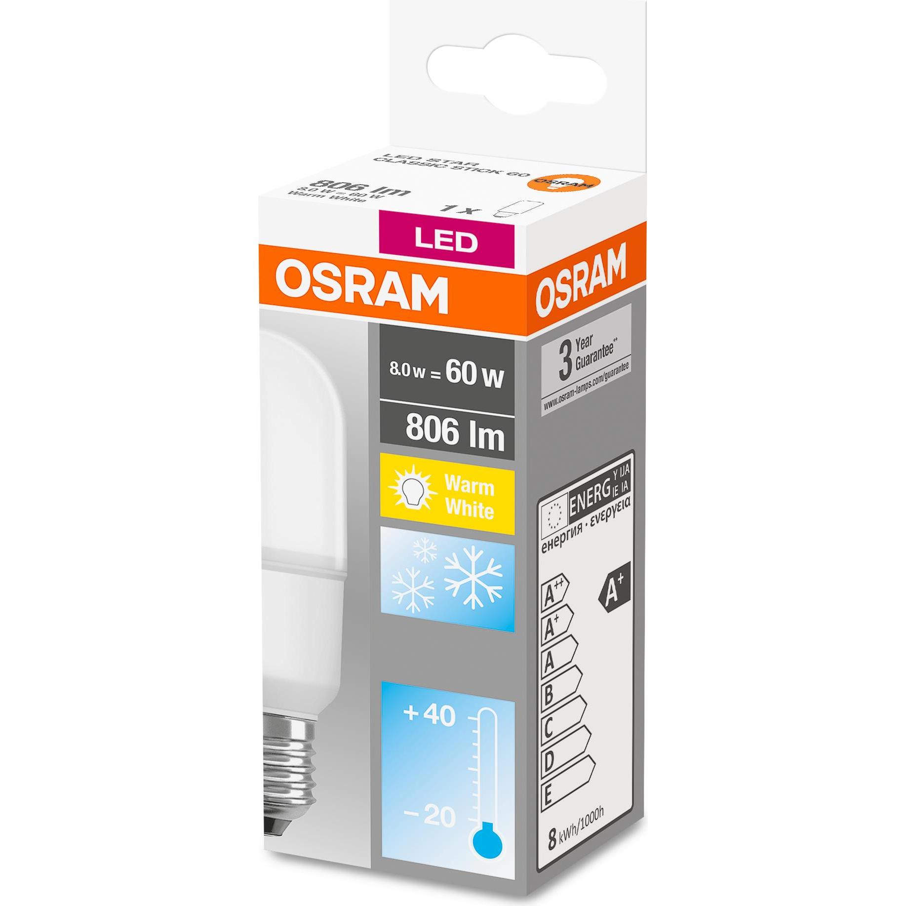 Thumbnail - Osram, Leuchtmittel, Led Star Stick (E27, 8 W, 806 lm, 1 x, F)