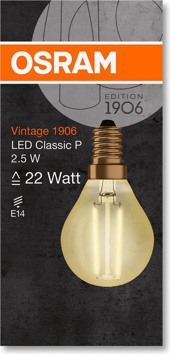 Produktbild Osram Vintage 1906 Led Classic P (E14, 2.50 W, 220 lm, 1 x, F)