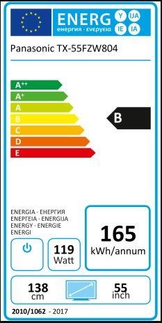 Etichetta energetica Panasonic TX-55FZW804 (55", OLED, 4K, 2018)