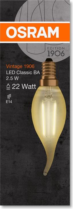 Produktbild Osram Vintage 1906 (E14, 2.50 W, 220 lm, 1 x, F)