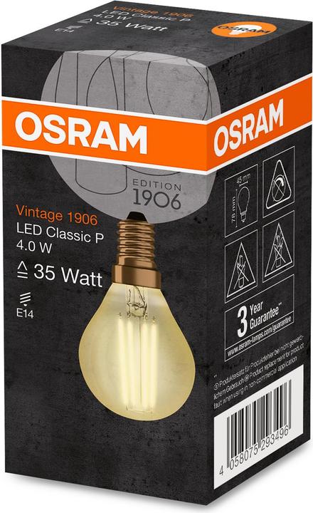 Produktbild Osram Vintage 1906 Led Classic P (E14, 4.50 W, 420 lm, 1 x, F)